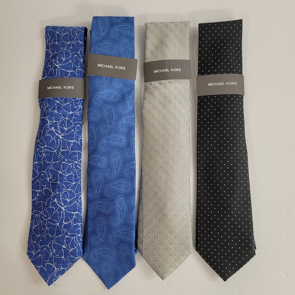 Michael Kors Necktie Lot Mens‎ One Size 4 Ties Various Colors and Patterns NEW - Picture 2 of 7